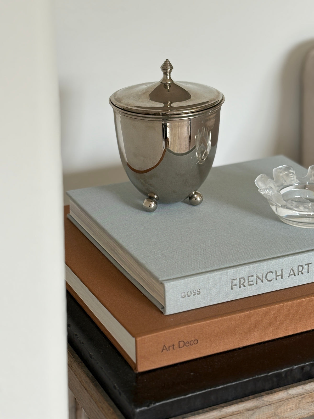 Chrome Lidded Jar on Ball Feet | Collectors Gene