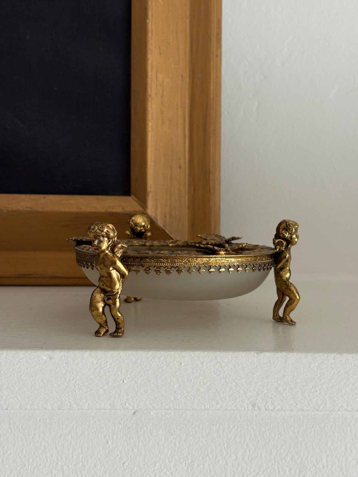 French Ormolu-Style Cherub Round Dish | Collectors Gene Vintage Finds