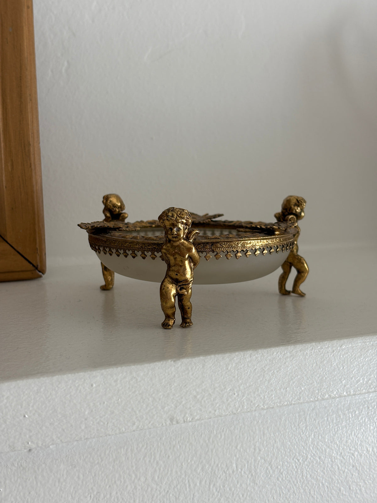 French Ormolu-Style Cherub Round Dish | Collectors Gene Vintage Finds