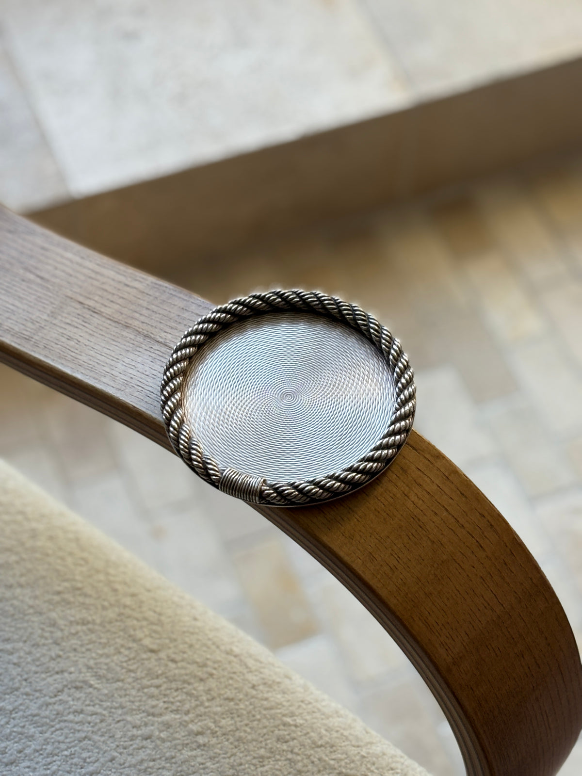 Hermès “Cordage” Rope Bottle Coaster with Guilloché Center — France, c. 1960 | Collectors Gene