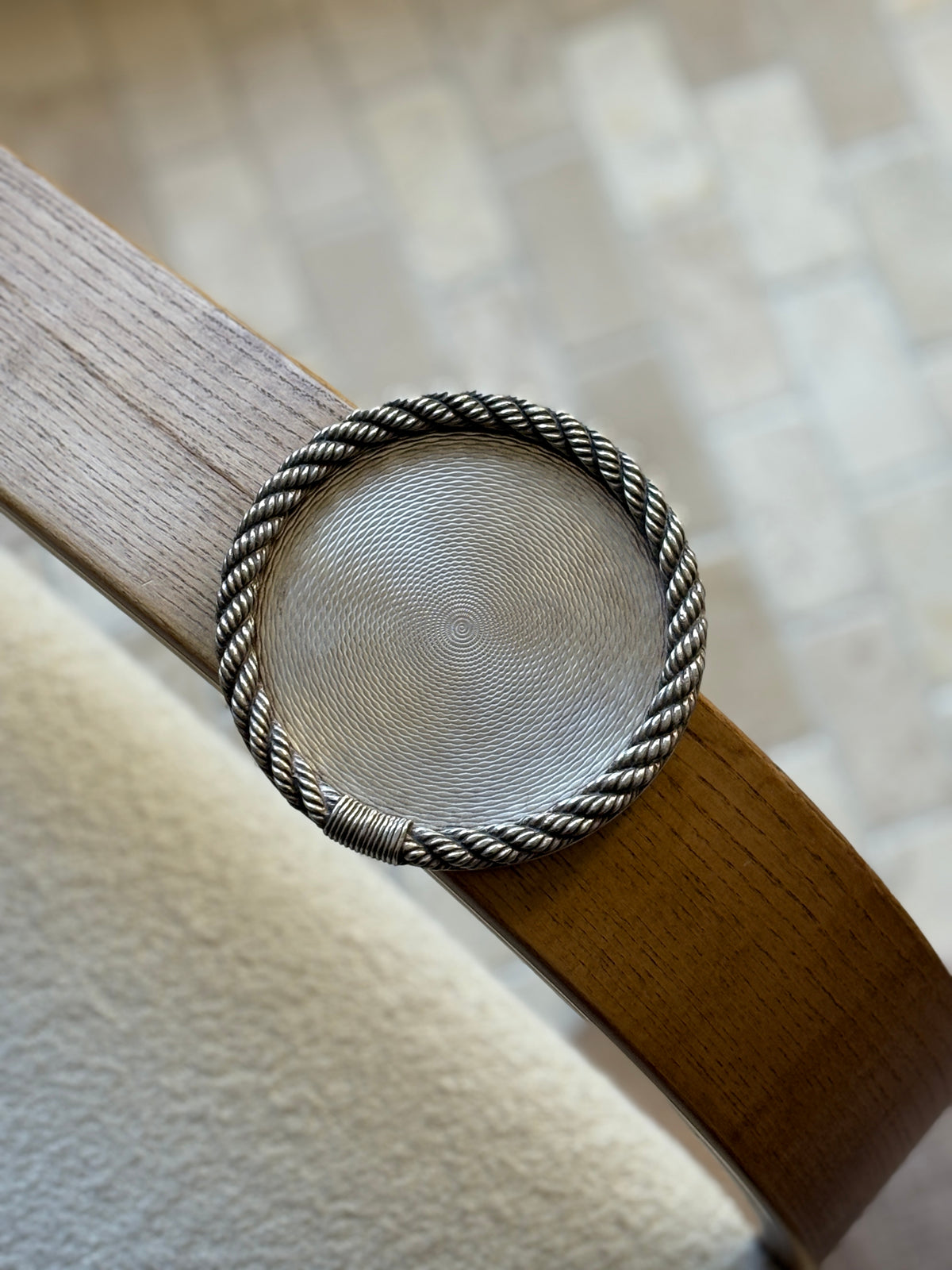 Hermès “Cordage” Rope Bottle Coaster with Guilloché Center — France, c. 1960 | Collectors Gene