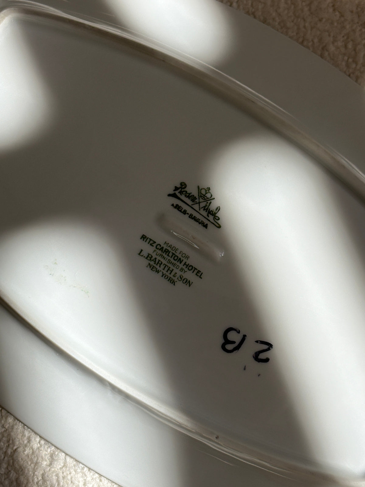 Ritz Carlton Hotel Porcelain Serving Platter by Rosenthal – Furnished by L. Barth & Son | Collectors Gene
