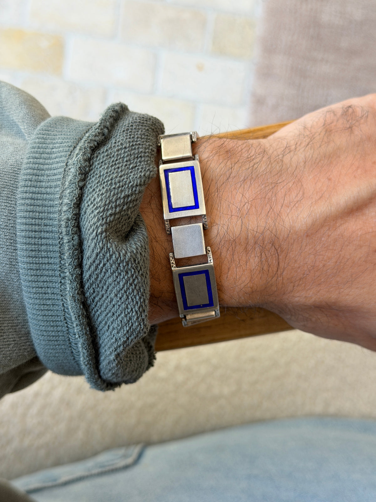 Vintage UnoAErre Sterling Silver Blue Enamel Bracelet | Collectors Gene