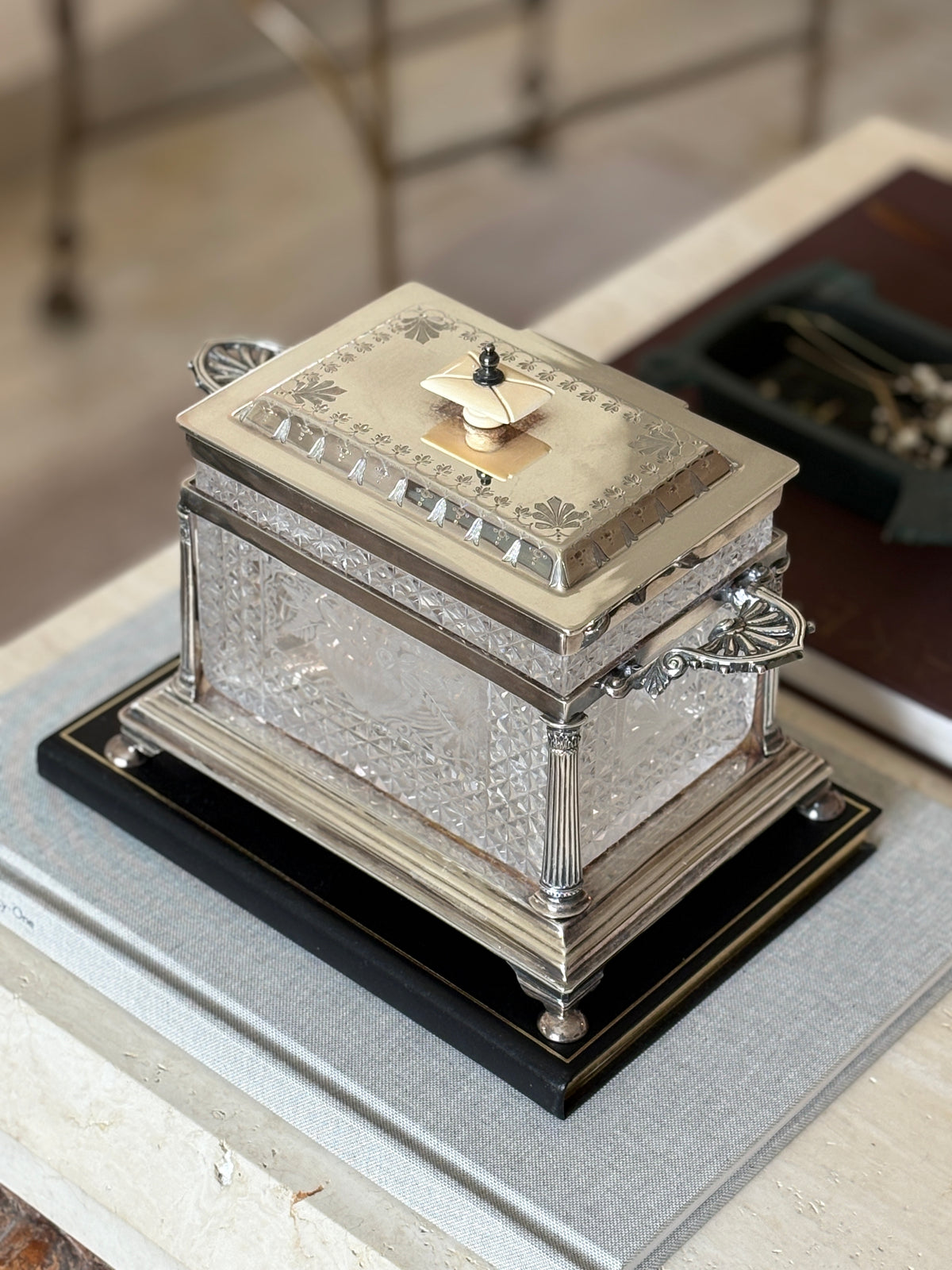 Walker & Hall Sheffield Silver Plate & Cut Glass Biscuit Box | Collectors Gene