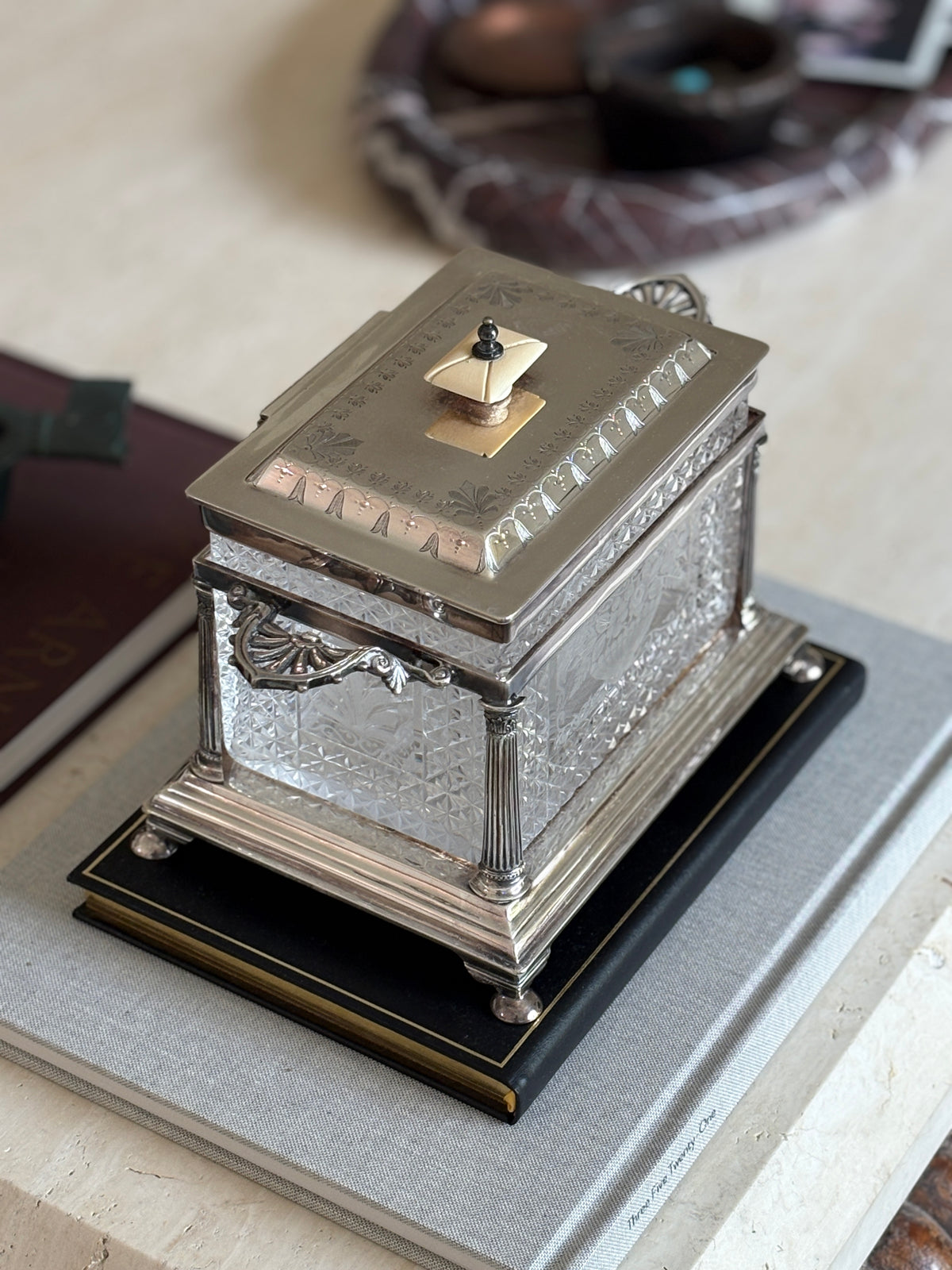 Walker & Hall Sheffield Silver Plate & Cut Glass Biscuit Box | Collectors Gene