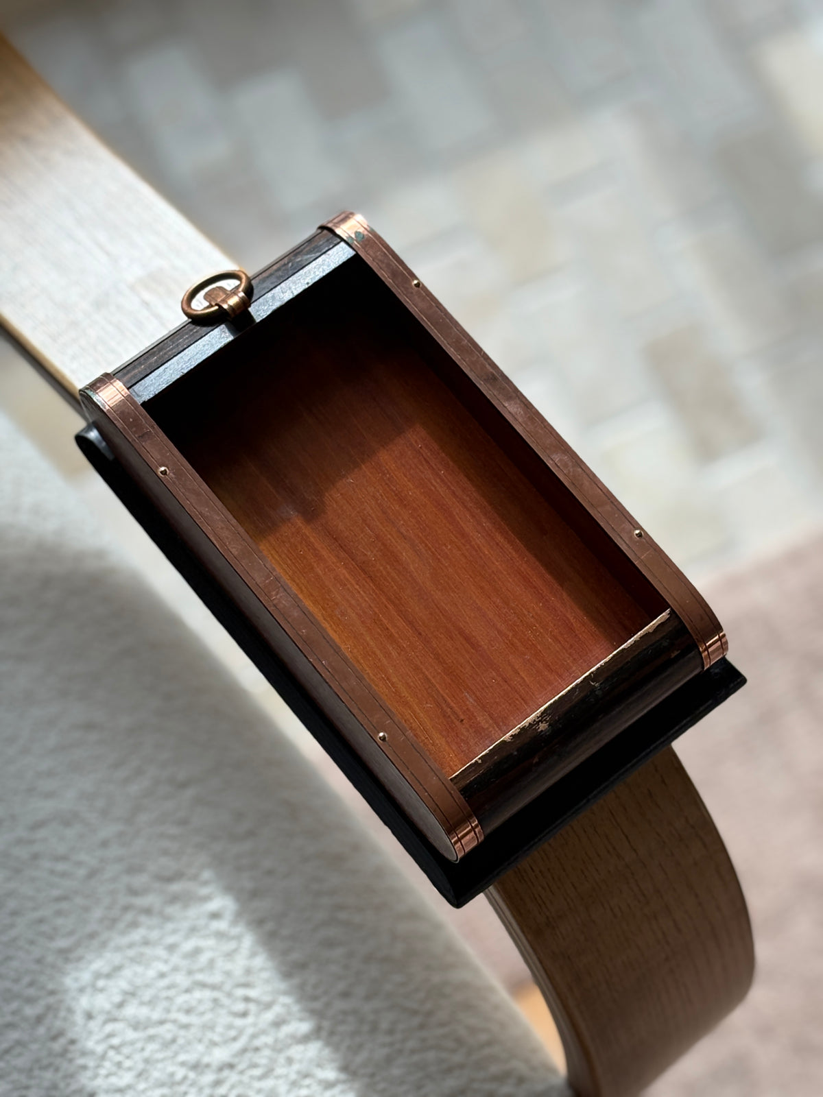 Wood & Copper Roll-Top Bauhaus Box - France c. 1930s | Collectors Gene