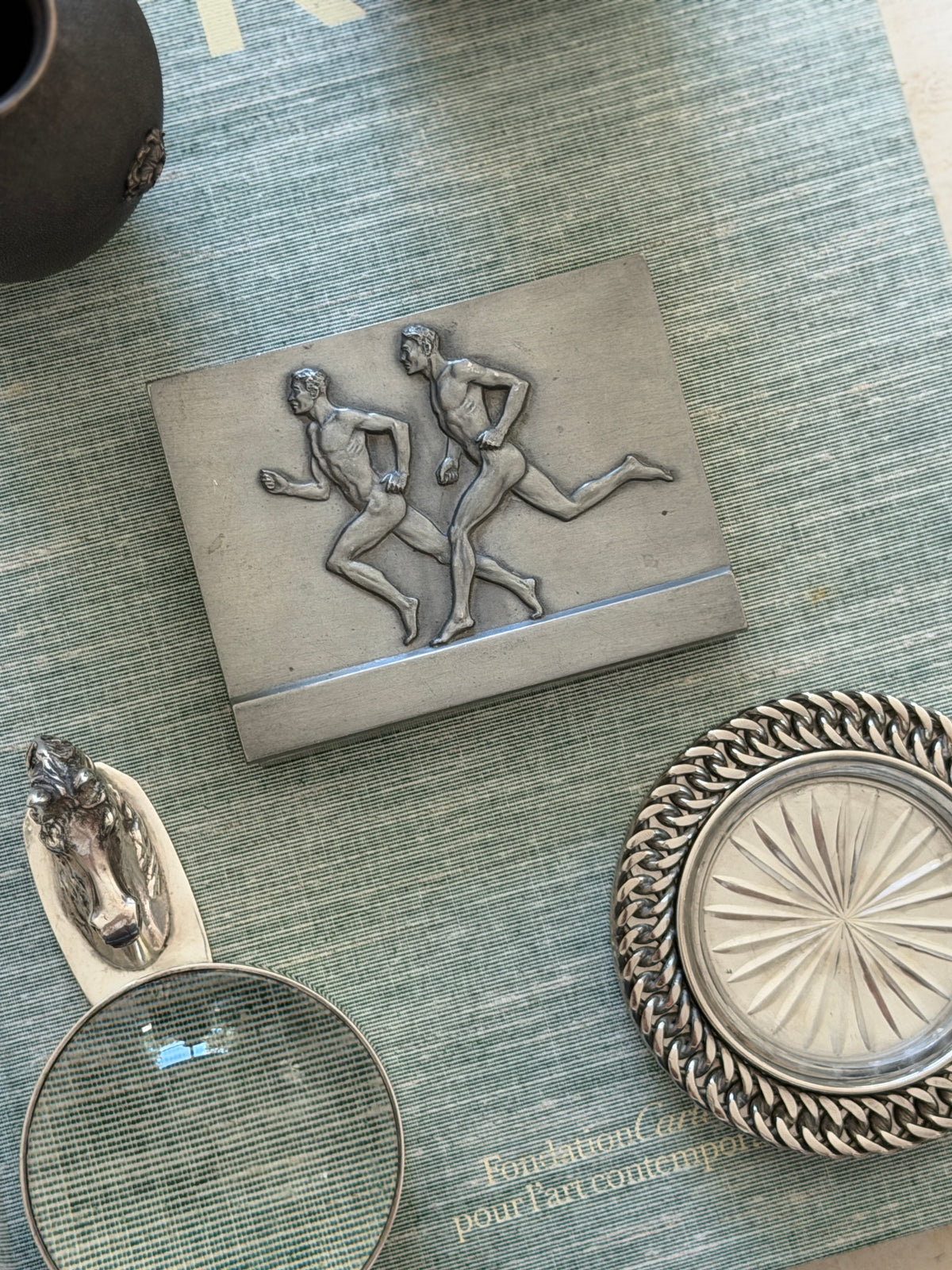 Art Deco Athletic Running Pewter Cigarette Box by GAB Sweden | Cameron Steiner