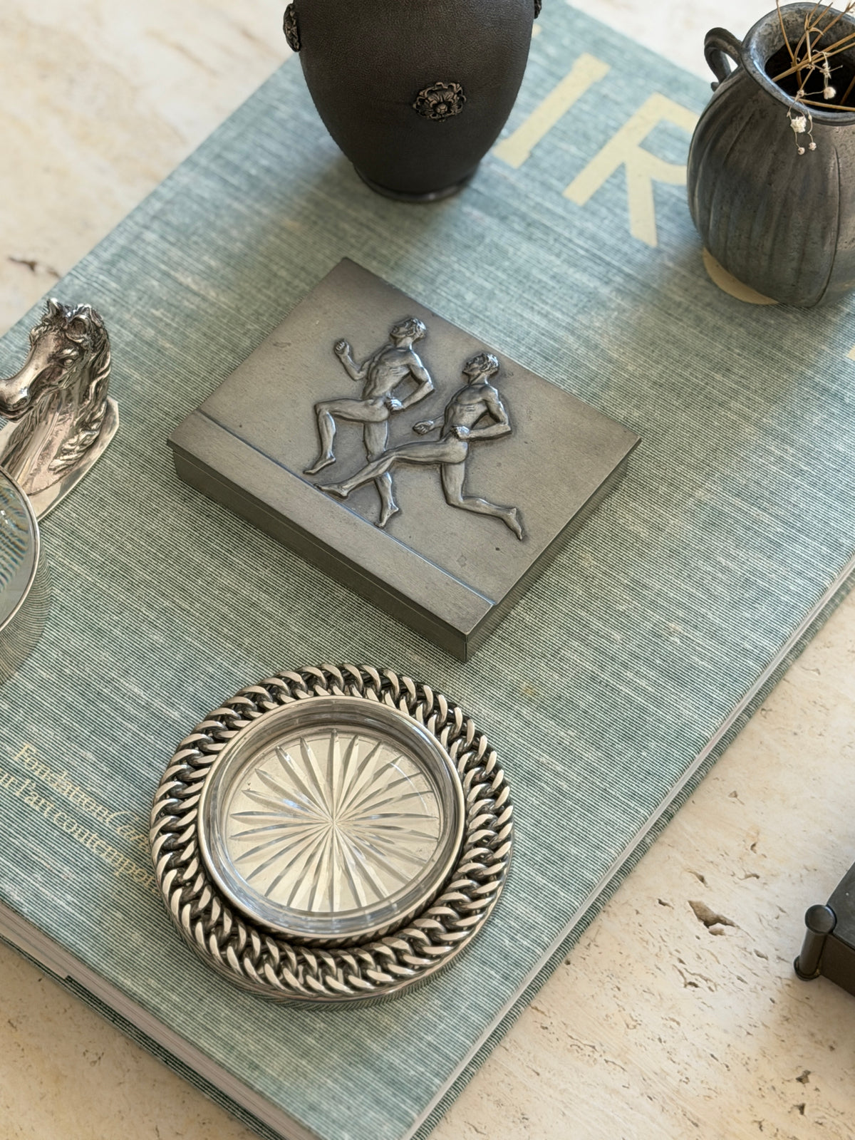 Art Deco Athletic Running Pewter Cigarette Box by GAB Sweden | Cameron Steiner