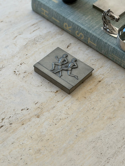 Art Deco Athletic Running Pewter Cigarette Box by GAB Sweden | Cameron Steiner