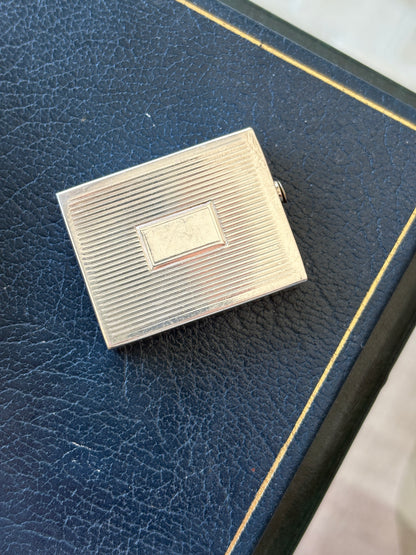 Art Deco Engine Turned Silver-Plated Pill Box | Collectors Gene Vintage Shop