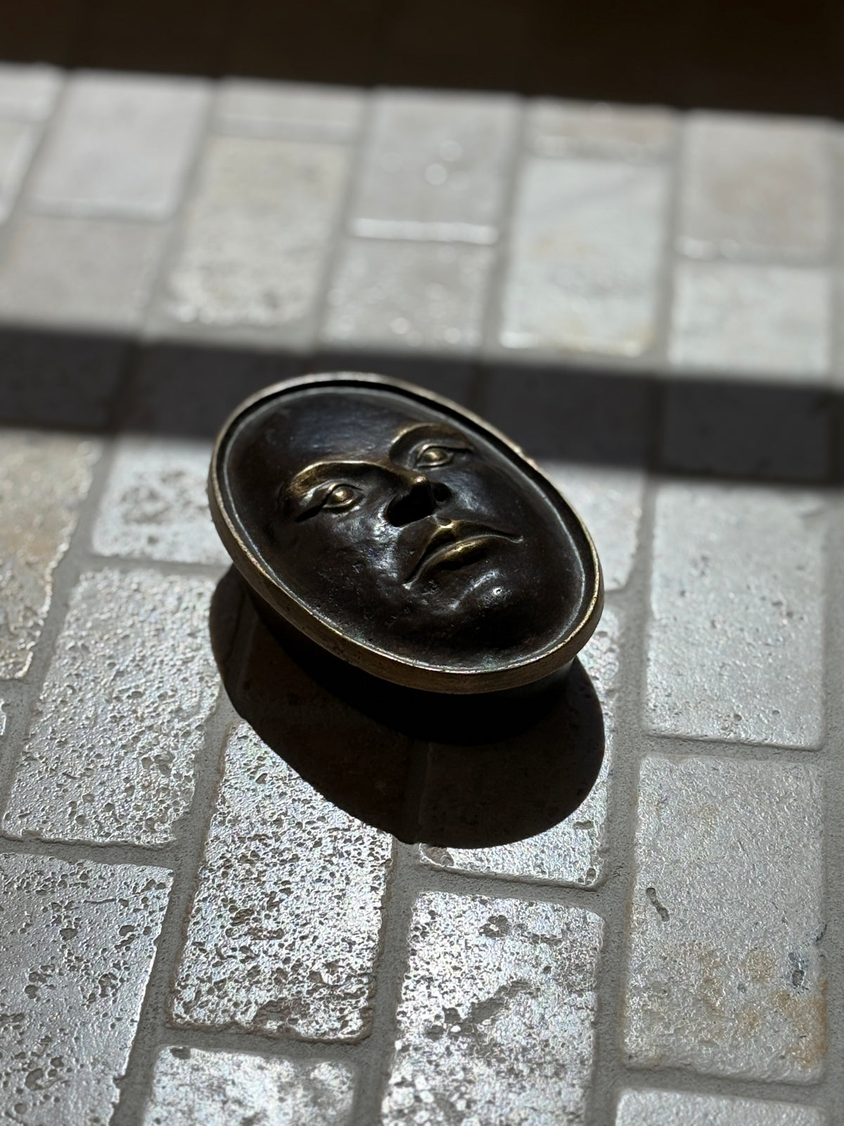 Bronze Face Box Sculpture by Nelles Studio - c.1980 | Collectors Gene