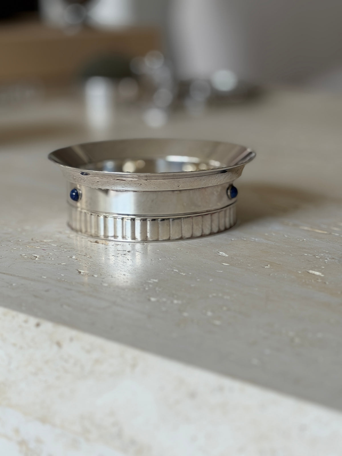 Cartier Silver Plate Lapis Bottle Coaster | Collectors Gene