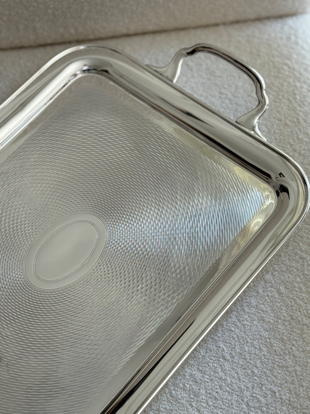 English Hotel Silver Engine Turned Vintage Tray | Collectors Gene