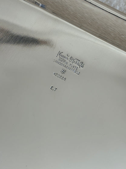 English Hotel Silver Engine Turned Vintage Tray | Collectors Gene