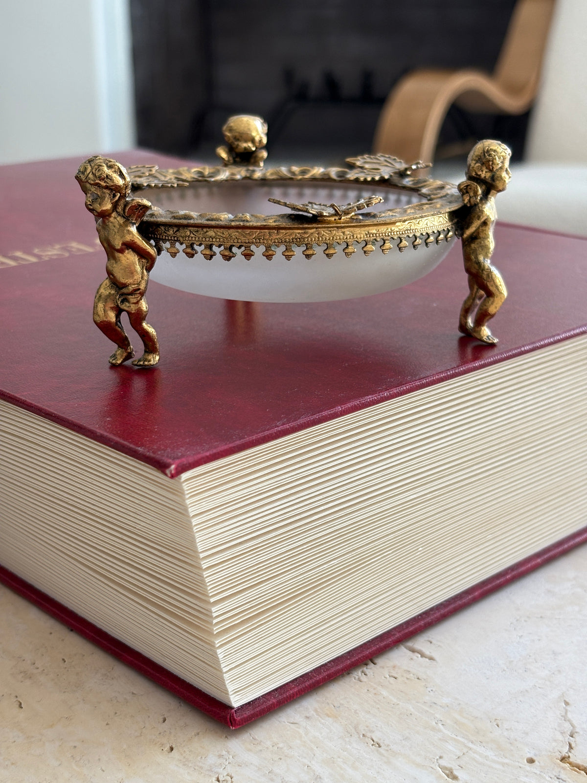 French Ormolu-Style Cherub Round Dish | Collectors Gene Vintage Finds
