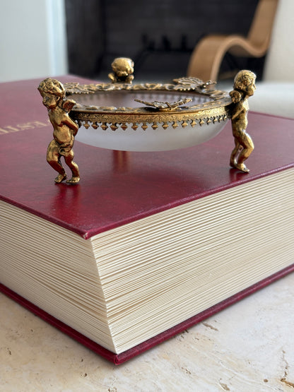 French Ormolu-Style Cherub Round Dish | Collectors Gene Vintage Finds