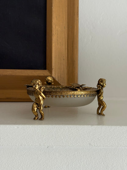 French Ormolu-Style Cherub Round Dish | Collectors Gene Vintage Finds
