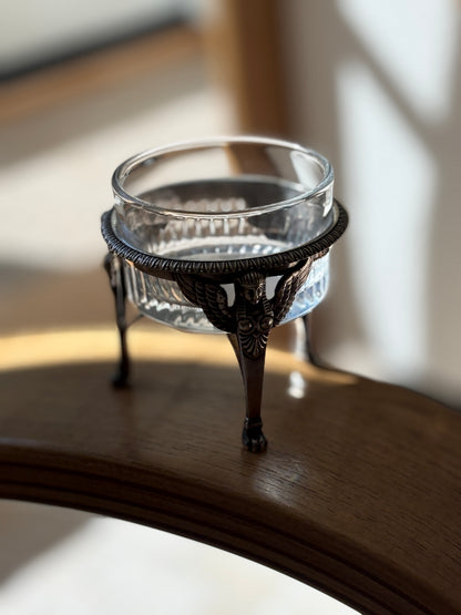 French Sterling Silver &amp; Glass Dish with Sphinx Feet | Collectors Gene