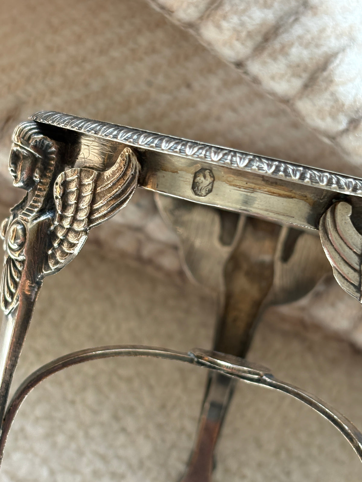 French Sterling Silver &amp; Glass Dish with Sphinx Feet | Collectors Gene