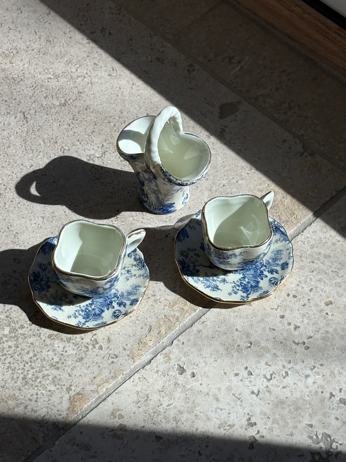 French Toile Porcelain Teacup Holiday Ornaments - Set of 3 | Collectors Gene