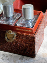 French Vanity Dresser Bottles with Sterling Silver Engine Turned Caps in Original Box - c. 1890 | Collectors Gene
