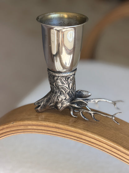 Gucci Stag Stirrup Cup in Silver Plated Brass - Italy c.1970 | Collectors Gene