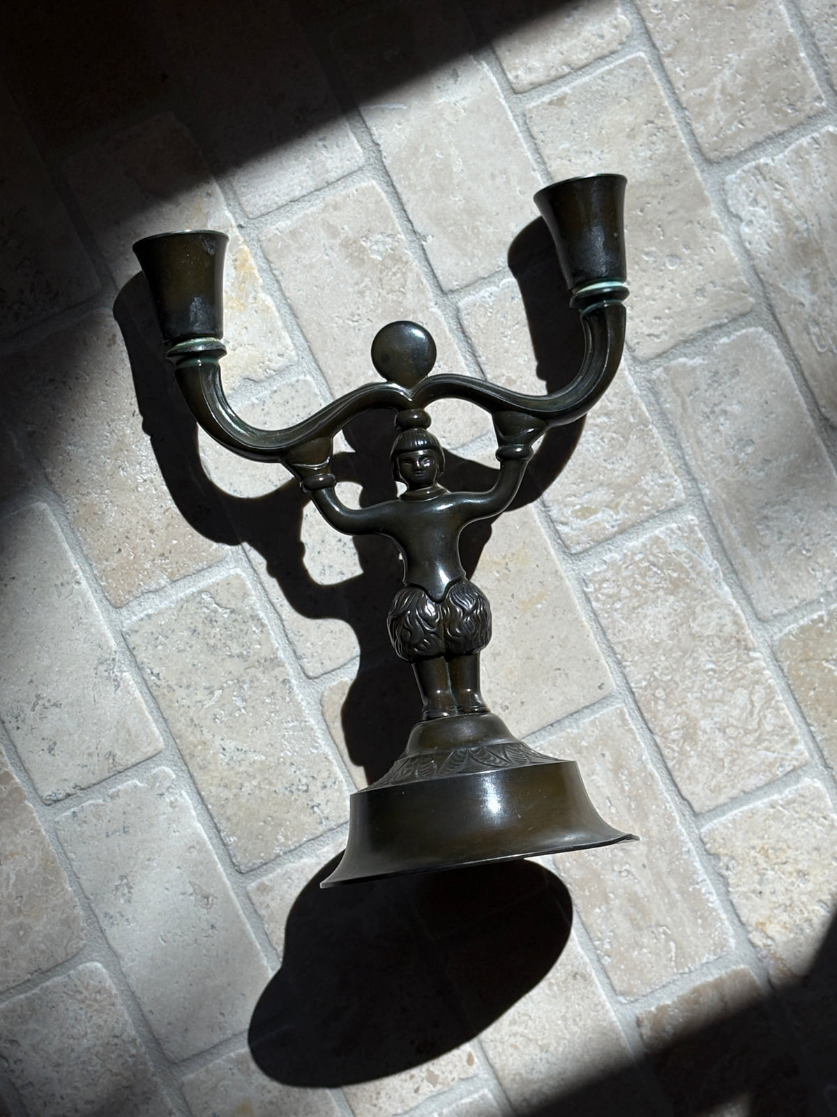 Just Andersen Figural Two-Arm Candelabra in Disko Metal | Collectors Gene