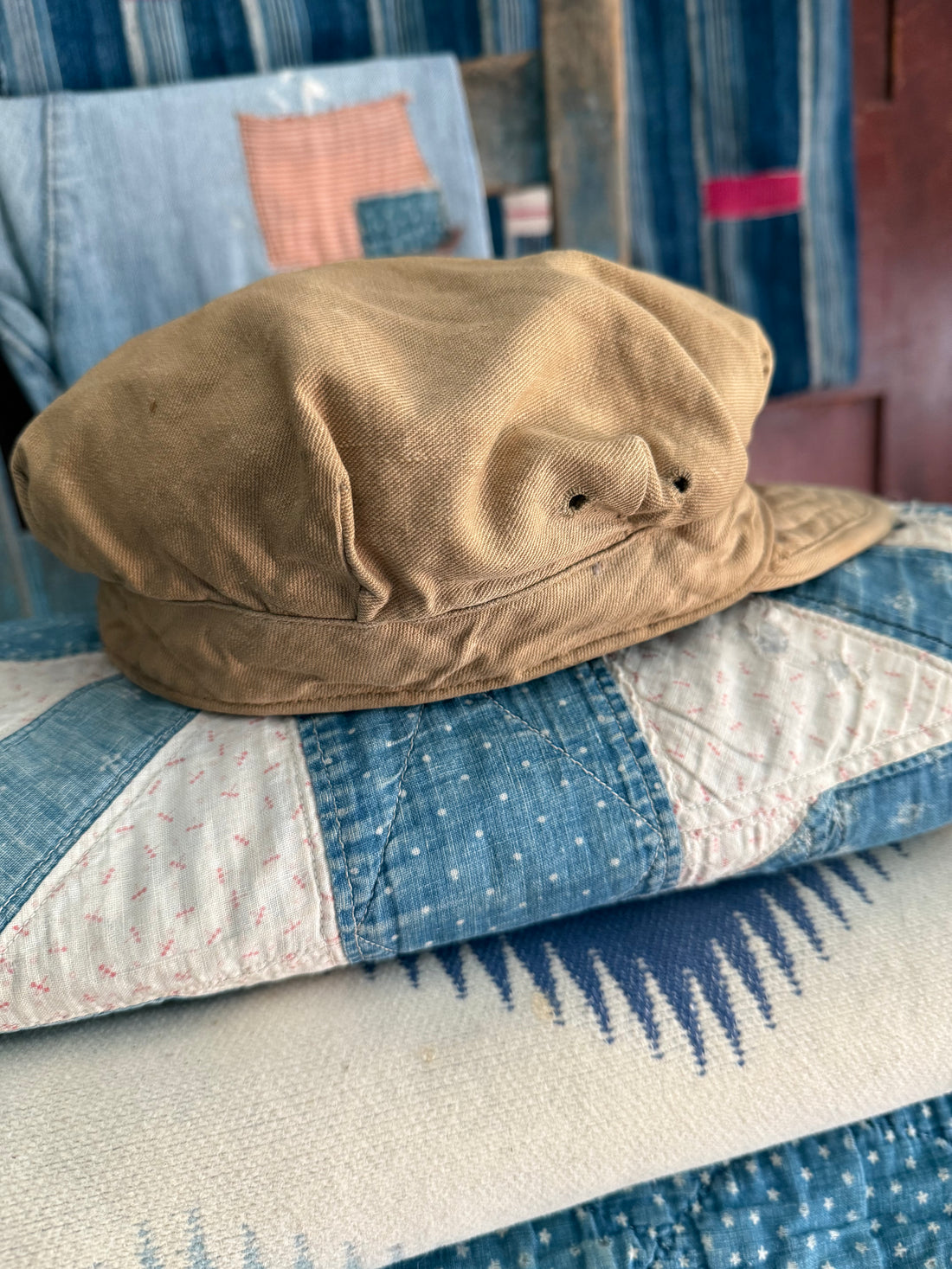 Khaki Military Hat with Thunderbird Pin | Doug Bihlmaier