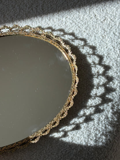 Ornate Gilt Oval Mirror Tray | Collectors Gene