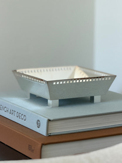 Richard Meier for Swid Powell Silver Plated Square Footed Bowl Italy c.1980s | Collectors Gene