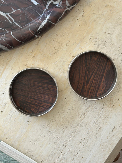 Silver-Plated Bottle Coaster Pair | Collectors Gene Vintage Finds