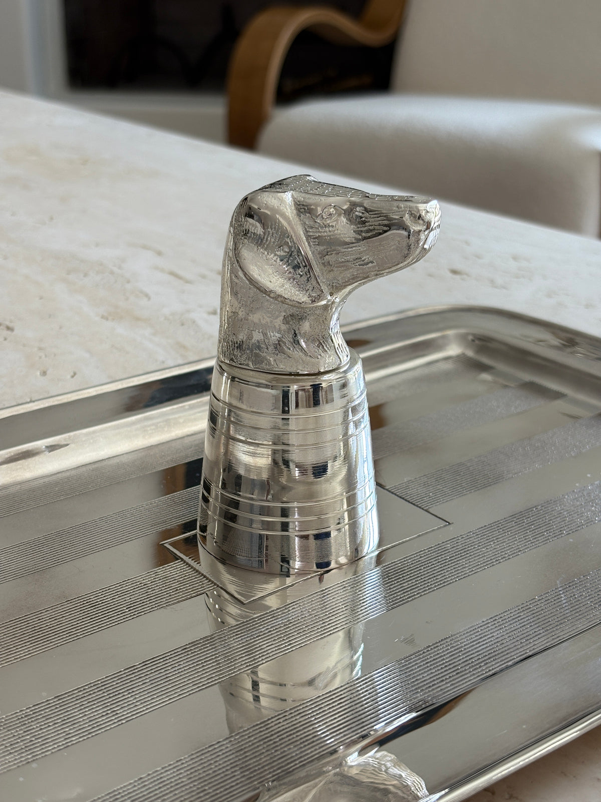 Silver-Plated Brass Hound Stirrup Cup | Collectors Gene Vintage Finds