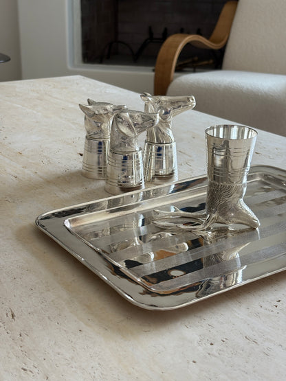 Silver-Plated Brass Hound Stirrup Cup | Collectors Gene Vintage Finds