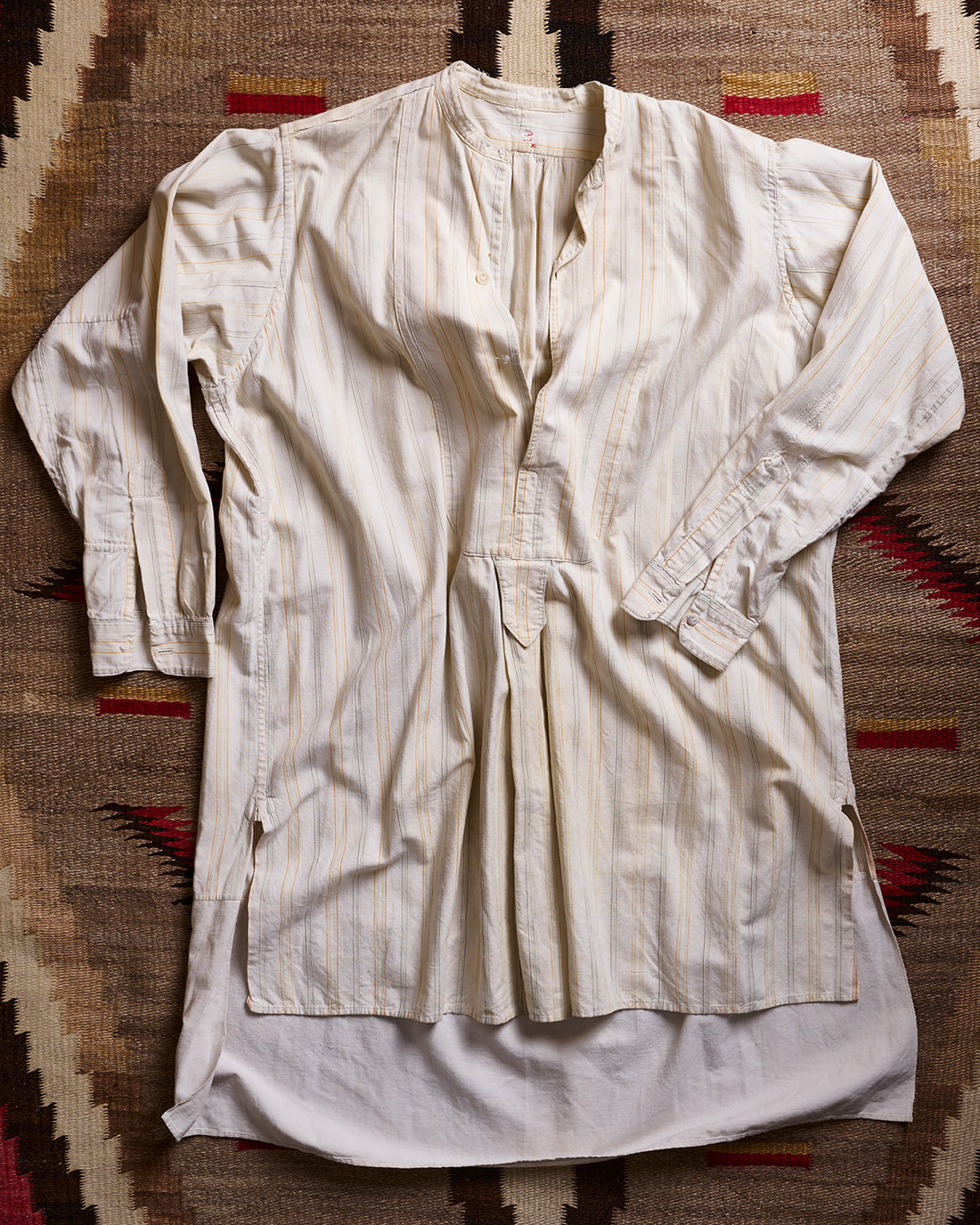 White &amp; Brown French Stripe Smock Shirt | Doug Bihlmaier